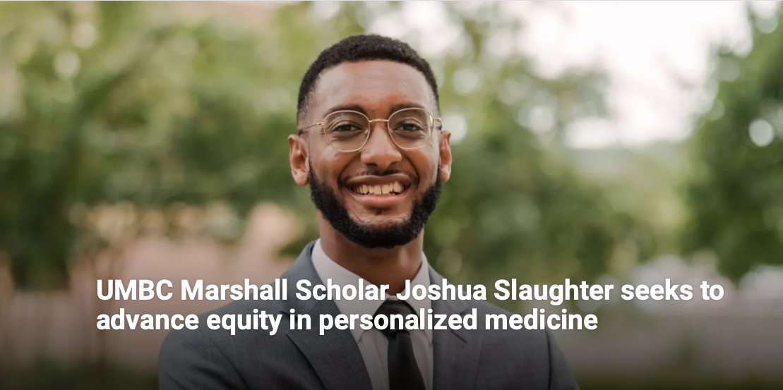 Meyerhoff Scholar Joshua Slaughter (M30) named Marshall Scholar